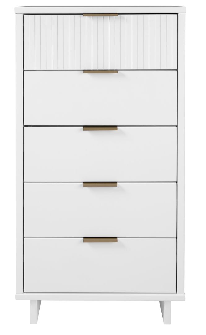 Granville Modern Tall Narrow Dresser with Vertical Ribbed Drawers for