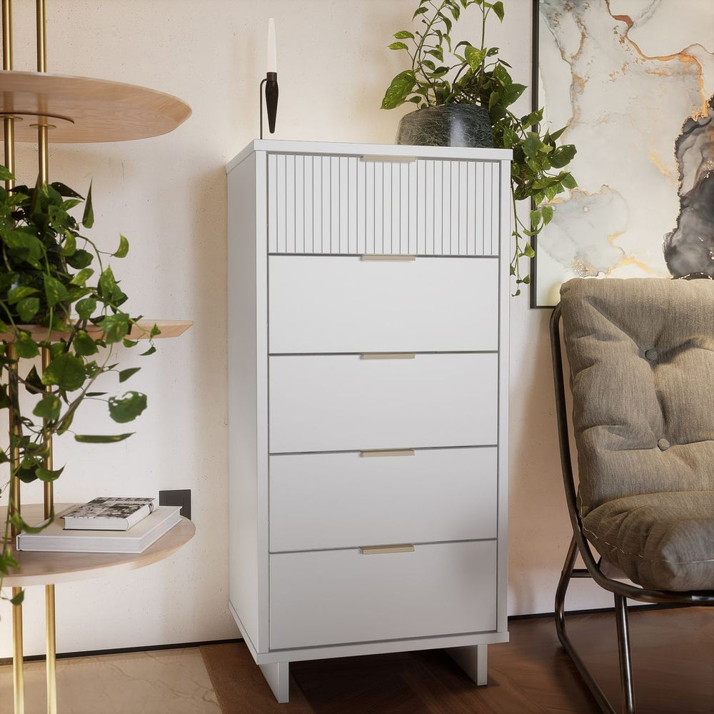 Granville Modern Tall Narrow Dresser with Vertical Ribbed Drawers for Granville Modern Tall Narrow Dresser with Vertical Ribbed Drawers for