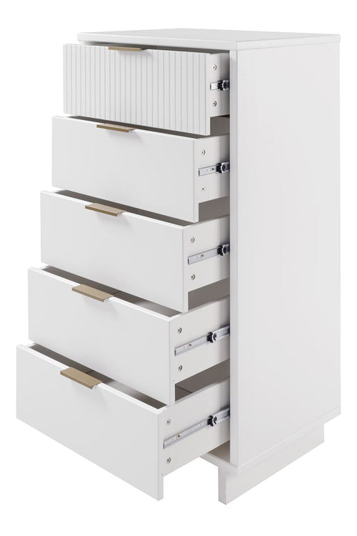Granville Modern Tall Narrow Dresser with Vertical Ribbed Drawers for