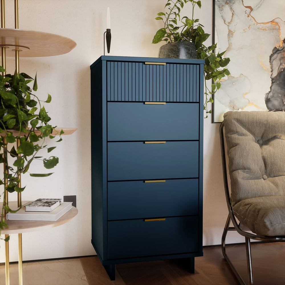 Granville Modern Tall Narrow Dresser with Vertical Ribbed Drawers for Granville Modern Tall Narrow Dresser with Vertical Ribbed Drawers for