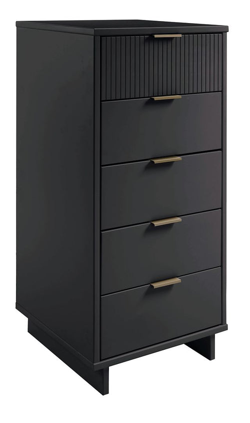 Granville Modern Tall Narrow Dresser with Vertical Ribbed Drawers for