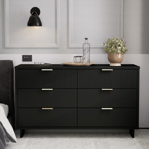 Manhattan Comfort Granville Modern Double Wide Dresser Black DR-5032