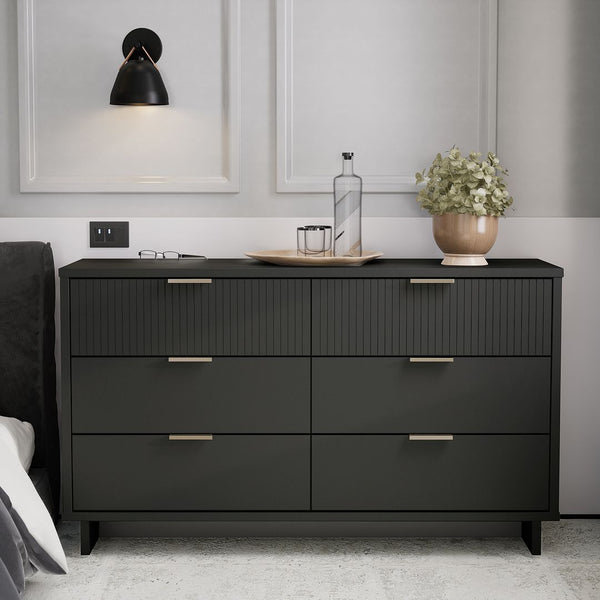 Manhattan Comfort Granville Modern Double Wide Dresser Dark Grey DR-5035