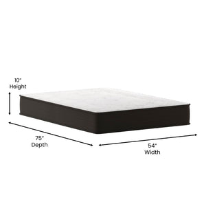 English Elm Dream 10 Inch Hybrid Mattress - Comfortable, CertiPUR-US Certified, Perfect for Students and RV Living White/Gray Full DR-E230P-R-F-10-GY-GG