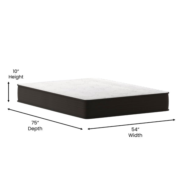 English Elm Dream 10 Inch Hybrid Mattress - Comfortable, CertiPUR-US Certified, Perfect for Students and RV Living White/Gray Full DR-E230P-R-F-10-GY-GG