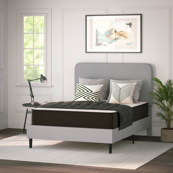 English Elm Dream 10 Inch Hybrid Mattress - Comfortable, CertiPUR-US Certified, Perfect for Students and RV Living White/Gray Full DR-E230P-R-F-10-GY-GG