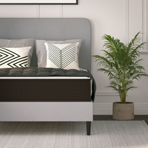 English Elm Dream 10 Inch Hybrid Mattress - Comfortable, CertiPUR-US Certified, Perfect for Students and RV Living White/Gray Full DR-E230P-R-F-10-GY-GG