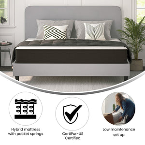 English Elm Dream 10 Inch Hybrid Mattress - Comfortable, CertiPUR-US Certified, Perfect for Students and RV Living White/Gray King DR-E230P-R-K-10-GY-GG