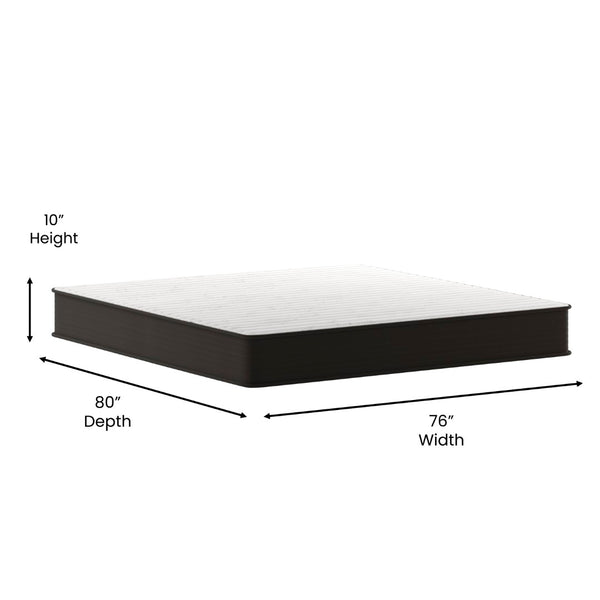 English Elm Dream 10 Inch Hybrid Mattress - Comfortable, CertiPUR-US Certified, Perfect for Students and RV Living White/Gray King DR-E230P-R-K-10-GY-GG