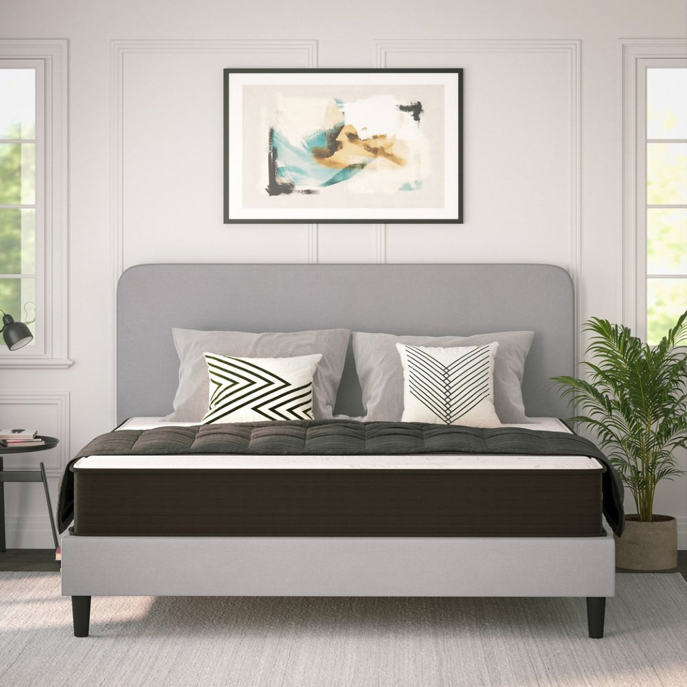 English Elm Dream 10 Inch Hybrid Mattress - Comfortable, CertiPUR-US Certified, Perfect for Students and RV Living White/Gray King DR-E230P-R-K-10-GY-GG