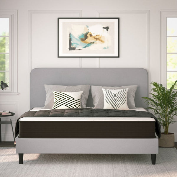English Elm Dream 10 Inch Hybrid Mattress - Comfortable, CertiPUR-US Certified, Perfect for Students and RV Living White/Gray King DR-E230P-R-K-10-GY-GG