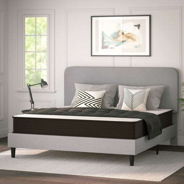English Elm Dream 10 Inch Hybrid Mattress - Comfortable, CertiPUR-US Certified, Perfect for Students and RV Living White/Gray King DR-E230P-R-K-10-GY-GG