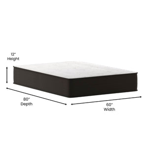 English Elm Dream 12 Inch Hybrid Mattress - High Density Foam & Pocket Springs for Ultimate Comfort & Support White/Gray Queen DR-E230P-R-Q-12-GY-GG