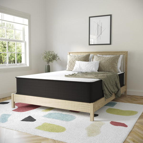 English Elm Dream 12 Inch Hybrid Mattress - High Density Foam & Pocket Springs for Ultimate Comfort & Support White/Gray Queen DR-E230P-R-Q-12-GY-GG