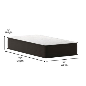 English Elm Dream 12 Inch Hybrid Mattress - High Density Foam & Pocket Springs for Ultimate Comfort & Support White/Gray Twin DR-E230P-R-T-12-GY-GG
