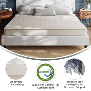 English Elm Dream 6 Inch Hybrid Mattress – Supportive Foam and Innerspring Design for Luxurious Comfort & Restful Sleep Gray King DR-E236-B-K-GG