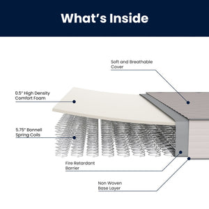 English Elm Dream 6 Inch Hybrid Mattress – Supportive Foam and Innerspring Design for Luxurious Comfort & Restful Sleep Gray King DR-E236-B-K-GG