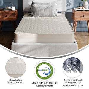 English Elm Dream 6 Inch Hybrid Mattress – Supportive Foam and Innerspring Design for Luxurious Comfort & Restful Sleep Gray Twin DR-E236-B-T-GG