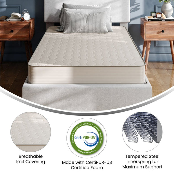 English Elm Dream 6 Inch Hybrid Mattress – Supportive Foam and Innerspring Design for Luxurious Comfort & Restful Sleep Gray Twin DR-E236-B-T-GG
