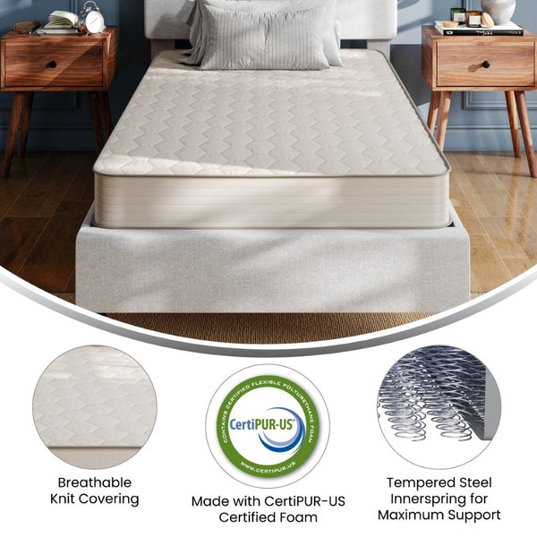 English Elm Dream 6 Inch Hybrid Mattress – Supportive Foam and Innerspring Design for Luxurious Comfort & Restful Sleep Gray Twin XL DR-E236-B-TXL-GG