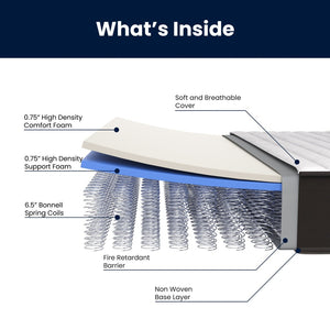 English Elm Dream 8 Inch Hybrid Mattress - High-Density Foam & Innerspring for Ultimate Comfort & Support Gray King DR-E238-B-K-GG