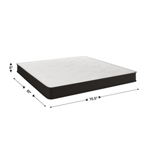 English Elm Dream 8 Inch Hybrid Mattress - High-Density Foam & Innerspring for Ultimate Comfort & Support Gray King DR-E238-B-K-GG