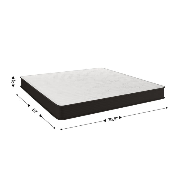 English Elm Dream 8 Inch Hybrid Mattress - High-Density Foam & Innerspring for Ultimate Comfort & Support Gray King DR-E238-B-K-GG