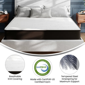 English Elm Dream 8 Inch Hybrid Mattress - High-Density Foam & Innerspring for Ultimate Comfort & Support Gray Queen DR-E238-B-Q-GG