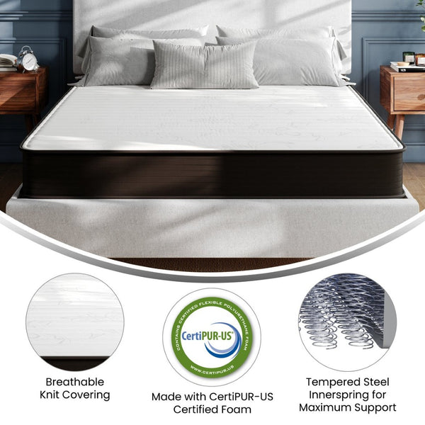 English Elm Dream 8 Inch Hybrid Mattress - High-Density Foam & Innerspring for Ultimate Comfort & Support Gray Queen DR-E238-B-Q-GG