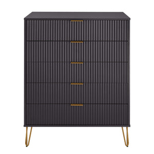 DUMBO 5-Drawer Tall Dresser in Black DR002-BK Manhattan Comfort