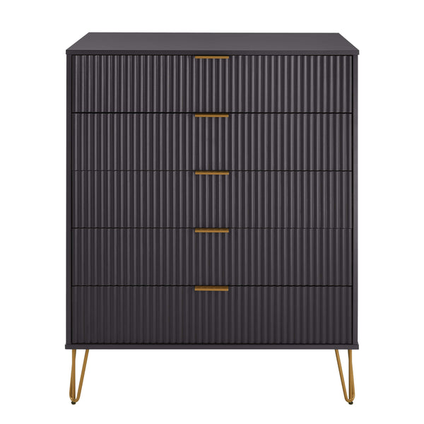 DUMBO 5-Drawer Tall Dresser in Black DR002-BK Manhattan Comfort