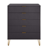 DUMBO 5-Drawer Tall Dresser in Black DR002-BK Manhattan Comfort