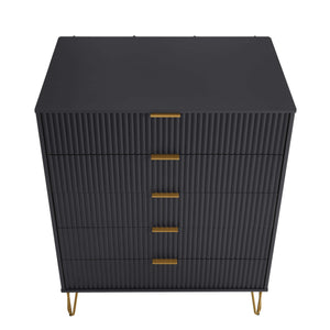 DUMBO 5-Drawer Tall Dresser in Black DR002-BK Manhattan Comfort