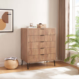 DUMBO 5-Drawer Tall Dresser in Golden Brown DR002-GB Manhattan Comfort