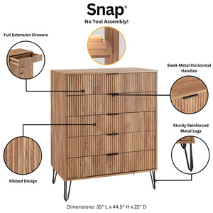 DUMBO 5-Drawer Tall Dresser in Golden Brown DR002-GB Manhattan Comfort