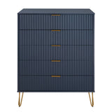 DUMBO 5-Drawer Tall Dresser in Midnight Blue DR002-MB Manhattan Comfort