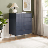 DUMBO 5-Drawer Tall Dresser in Midnight Blue DR002-MB Manhattan Comfort