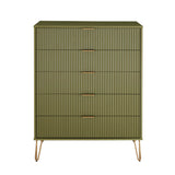 DUMBO 5-Drawer Tall Dresser in Olive Green DR002-OG Manhattan Comfort