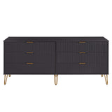 DUMBO 6-Drawer Double Low Dresser in Black DR003-BK Manhattan Comfort