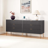 DUMBO 6-Drawer Double Low Dresser in Black DR003-BK Manhattan Comfort