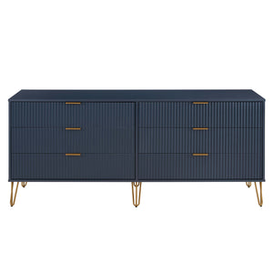 DUMBO 6-Drawer Double Low Dresser in Midnight Blue DR003-MB Manhattan Comfort