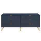 DUMBO 6-Drawer Double Low Dresser in Midnight Blue DR003-MB Manhattan Comfort