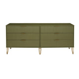 DUMBO 6-Drawer Double Low Dresser in Olive Green DR003-OG Manhattan Comfort