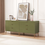 DUMBO 6-Drawer Double Low Dresser in Olive Green DR003-OG Manhattan Comfort