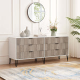 DUMBO 6-Drawer Double Low Dresser in White and Grey DR003-WG Manhattan Comfort