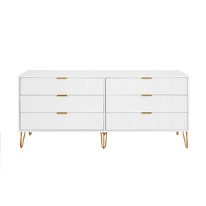 DUMBO 6-Drawer Double Low Dresser in White DR003-WH Manhattan Comfort