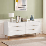 DUMBO 6-Drawer Double Low Dresser in White DR003-WH Manhattan Comfort