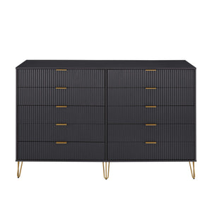DUMBO 10-Drawer Double Tall Dresser in Black DR004-BK Manhattan Comfort