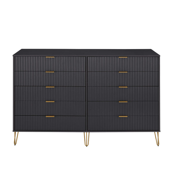 DUMBO 10-Drawer Double Tall Dresser in Black DR004-BK Manhattan Comfort