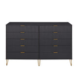 DUMBO 10-Drawer Double Tall Dresser in Black DR004-BK Manhattan Comfort